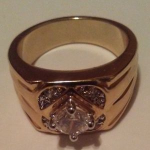 14k Gold Finish Men's CZ Ring